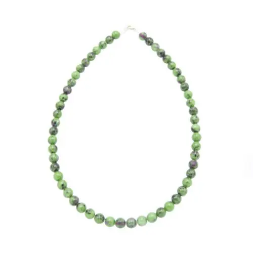 collier rubis sur zoisite pierres boules 8mm