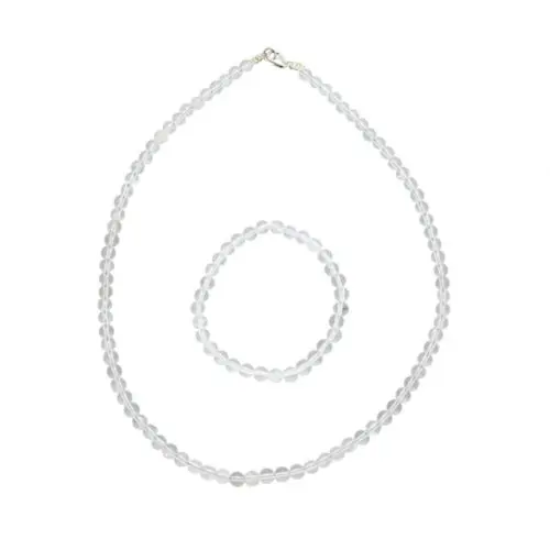 parure cristal de roche pierres boules 6mm