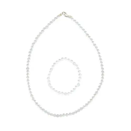 parure cristal de roche pierres boules 6mm