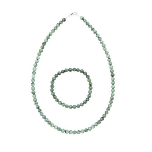 parure émeraude pierres boules 6mm