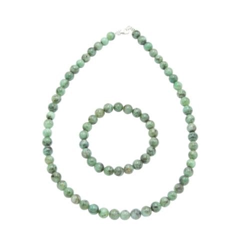 parure émeraude pierres boules 8mm