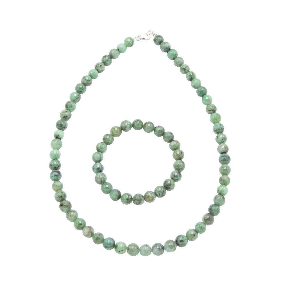 Parure Emeraude - Pierres boules 8mm