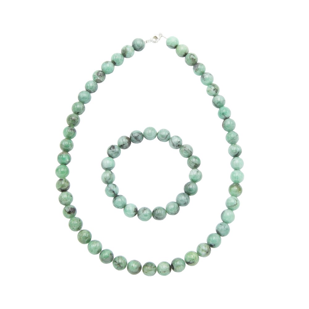 Parure Emeraude - Pierres boules 10mm