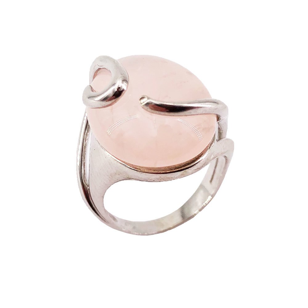 bague quartz rose argent