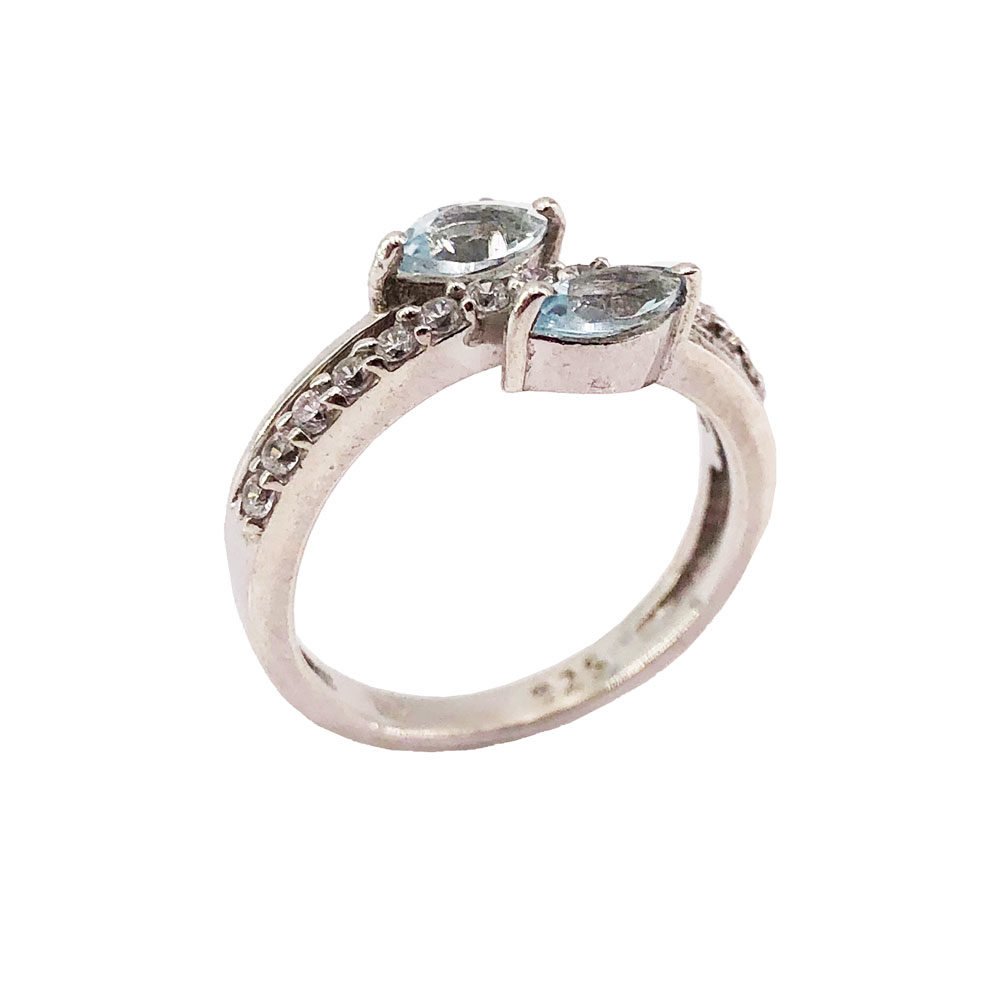 bague topaze bleue argent