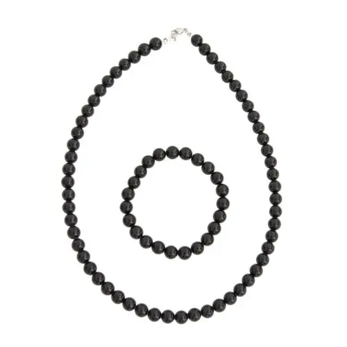 parure onyx pierres boules 8mm