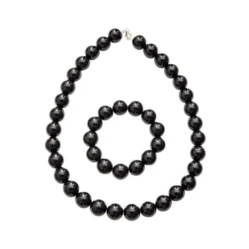 parure onyx pierres boules 14mm