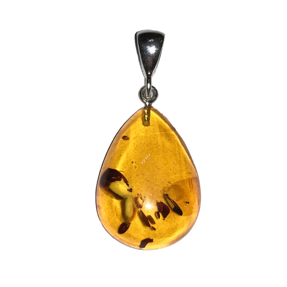 Pendentif Ambre - Goutte argent 925 - France Minéraux