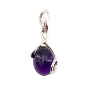 Pendentif Améthyste Et CZ - Pierre Ronde 12 Mm, Argent 925 Rhodié, Marque Dolly-Bijoux, Neuf Avec étiquette