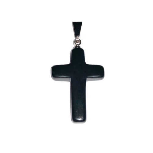 pendentif agate noire croix