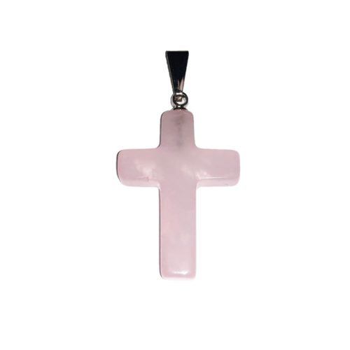 pendentif quartz rose croix