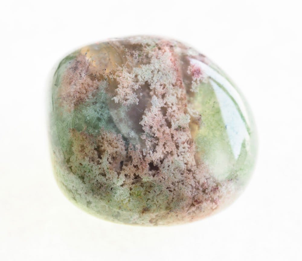 Bracelet en agate mousse polie - vertus de stabilité émotionnelle, de connexion à la nature et d'abondance en lithothérapie