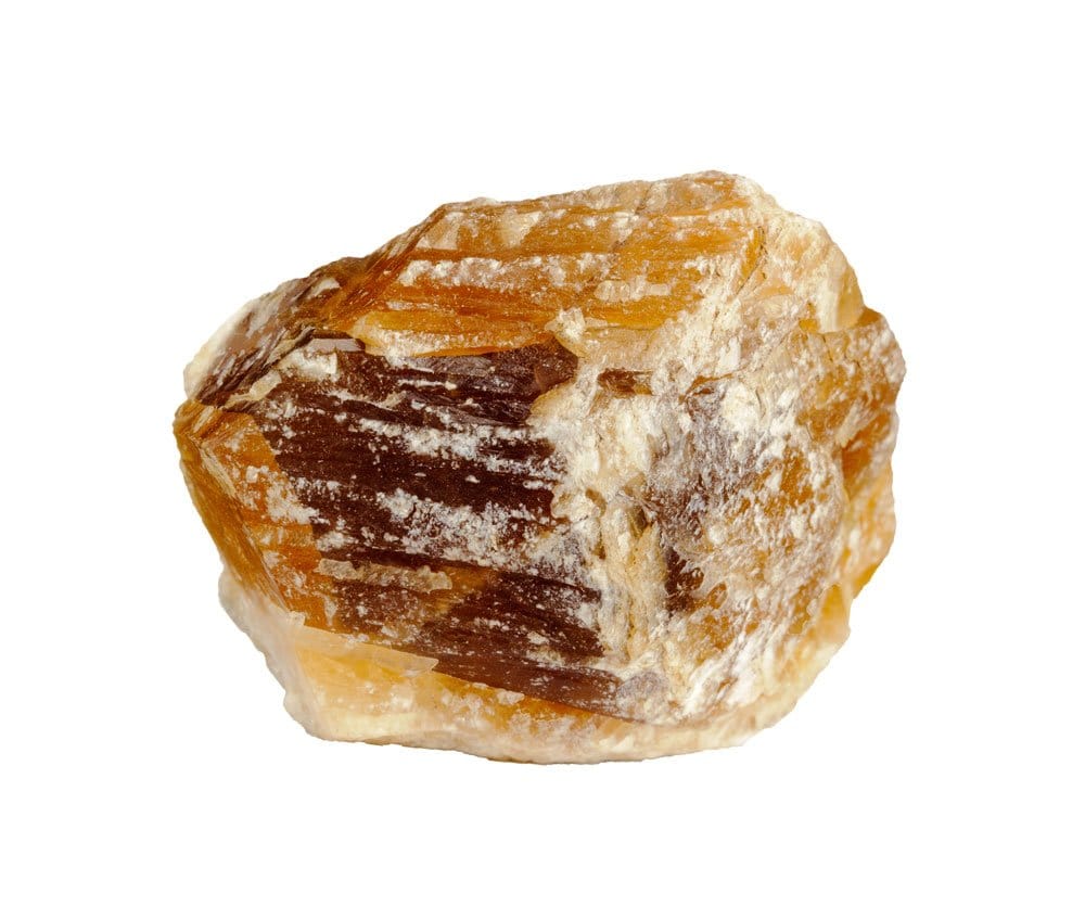 Cristaux d'andalousite montrant la section quadrangulaire — silicate d'aluminium Al₂SiO₅ avec fort pléochroïsme