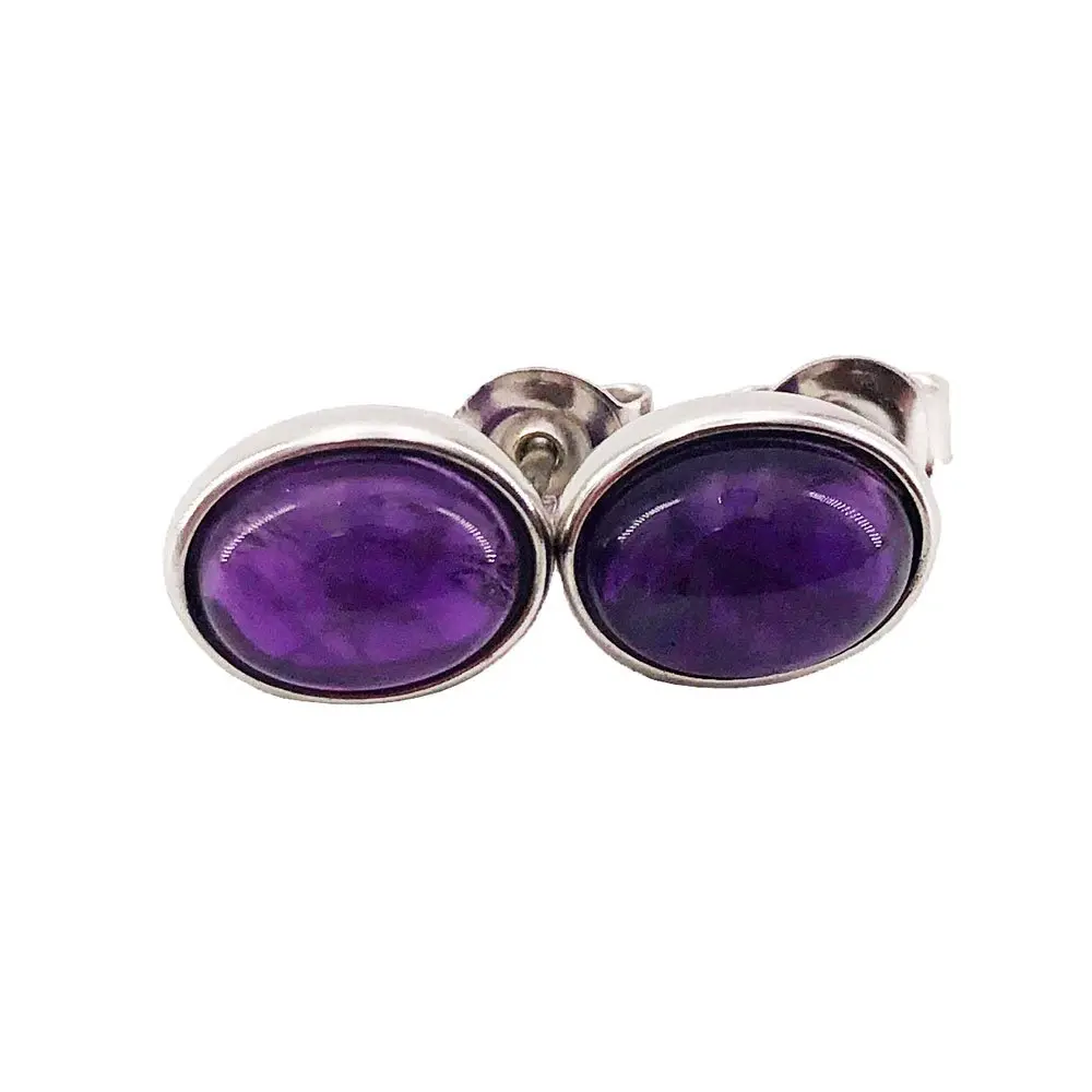 boucle oreille amethyste argent rodhie