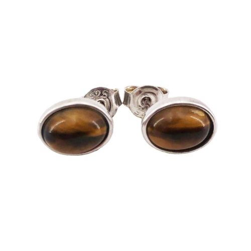 boucle oreille oeil de tigre argent rhodie