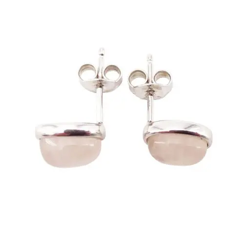 boucle oreille quartz rose argent rhodie