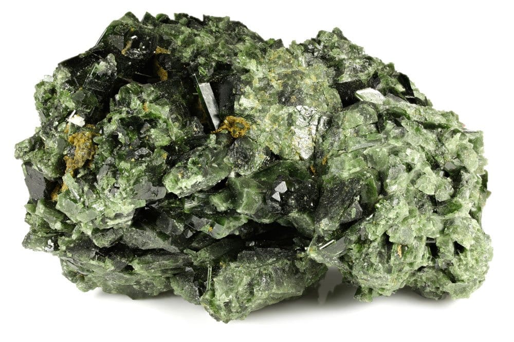 Épidote naturelle verte sur matrice - origine métamorphique, composition sorosilicate calcium aluminium fer
