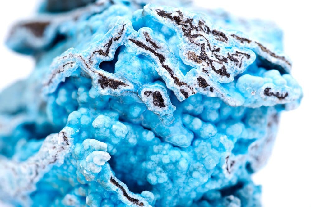 Pierre hémimorphite bleue cristaux asymétriques - histoire depuis l'Antiquité calamine et Kenngott 1853