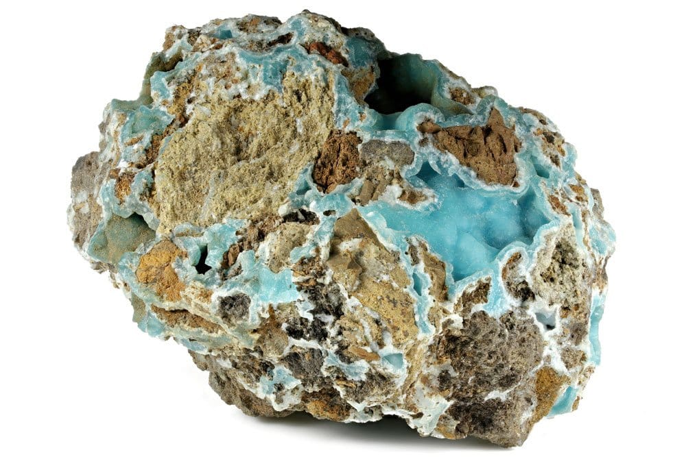 Hémimorphite naturelle bleu ciel - origine et composition silicate de zinc hydraté orthorhombique