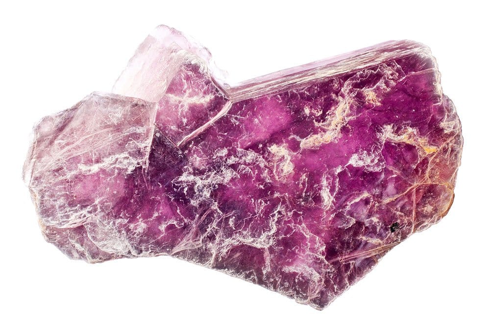 Lépidolite brute en cristaux pseudo-hexagonaux — phyllosilicate de lithium et aluminium à structure lamellaire