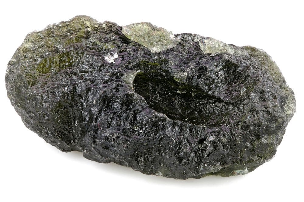 Moldavite brute en gisement — origine géologique du champ de tectites d'Europe centrale