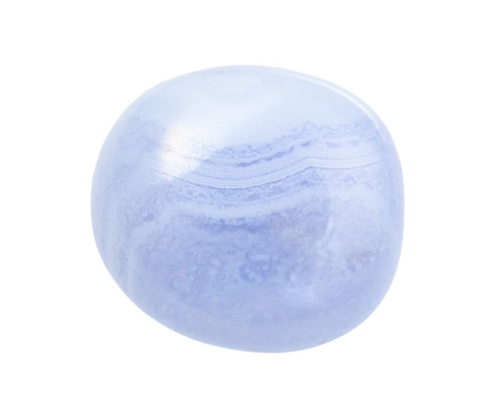 Calcédoine bleue polie et translucide - vertus de communication, sérénité et chakra de la gorge en lithothérapie