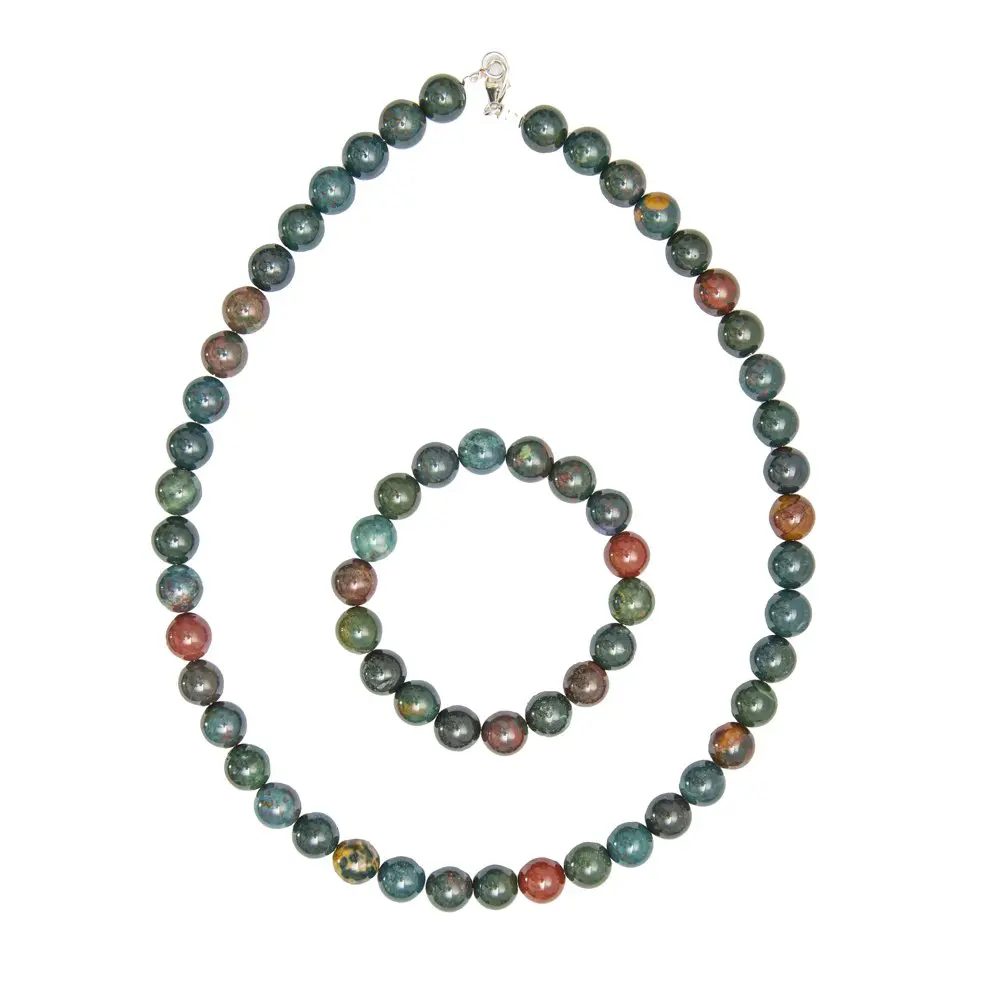 parure jaspe sanguin 10mm