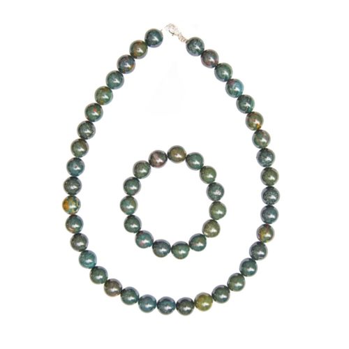 parure jaspe sanguin 12mm