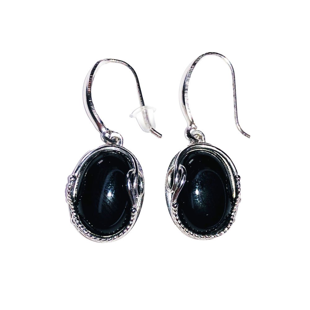 Boucles d'Oreilles Onyx noir Capucine" - Argent 925"
