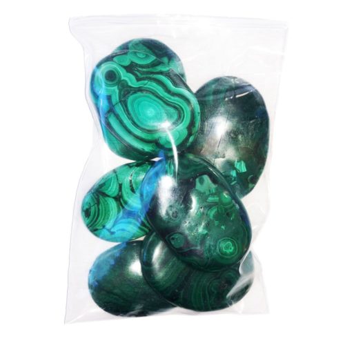 bolsa guijarros malaquita