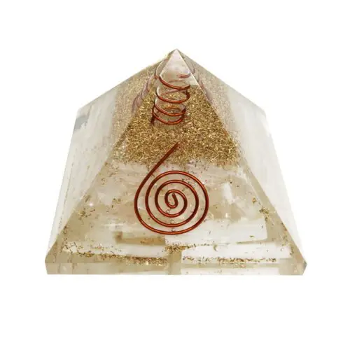 pyramide orgonite sélénite 60 70mm