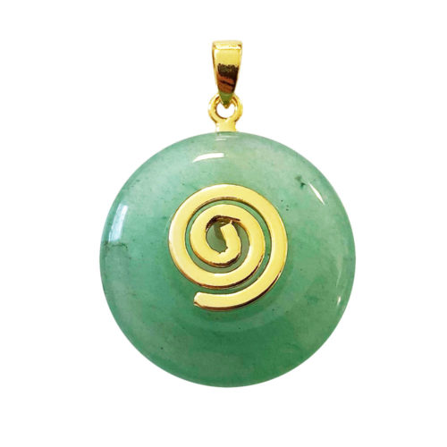 colgante pi chino donut aventurina verde 20mm dorado