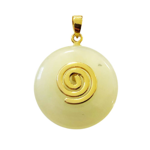 colgante pi chino donut jade verde dorado 20mm