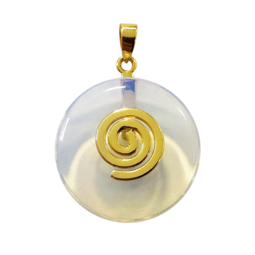 colgante pi donut chino opal sintético chapado en oro 20mm