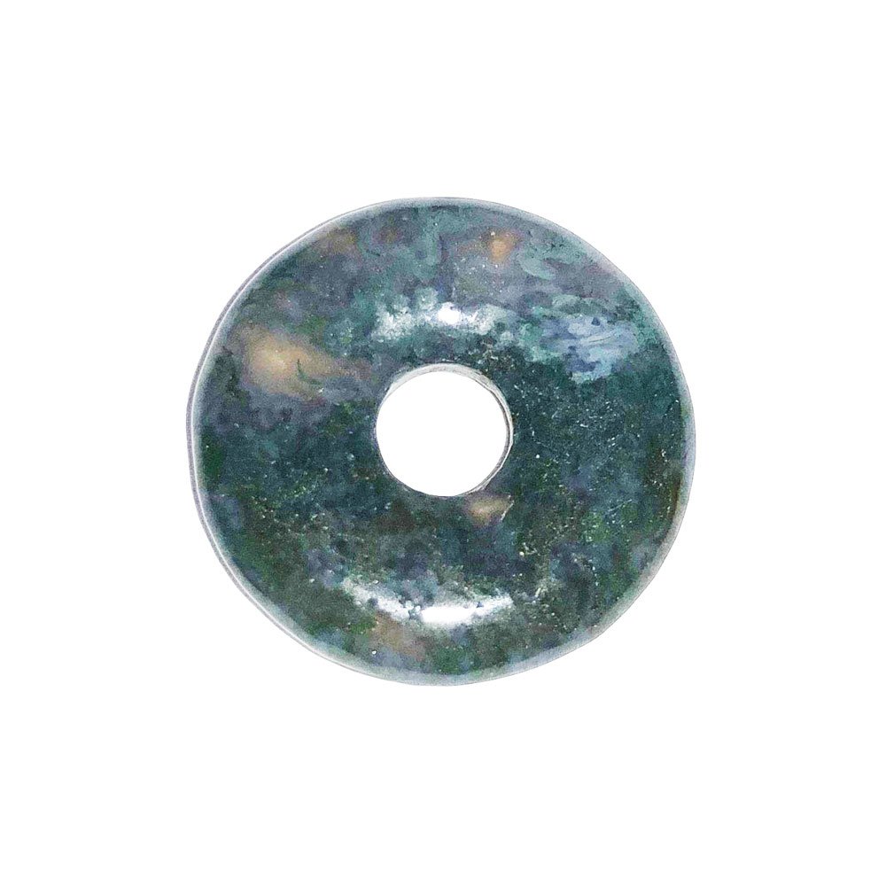 Pendentif Donut (Pi Chinois) En Agate Arbre - Pierre Naturelle Porte-bonheur - Diamètre ~4cm - Naturosphère (cordon Non Inclus)