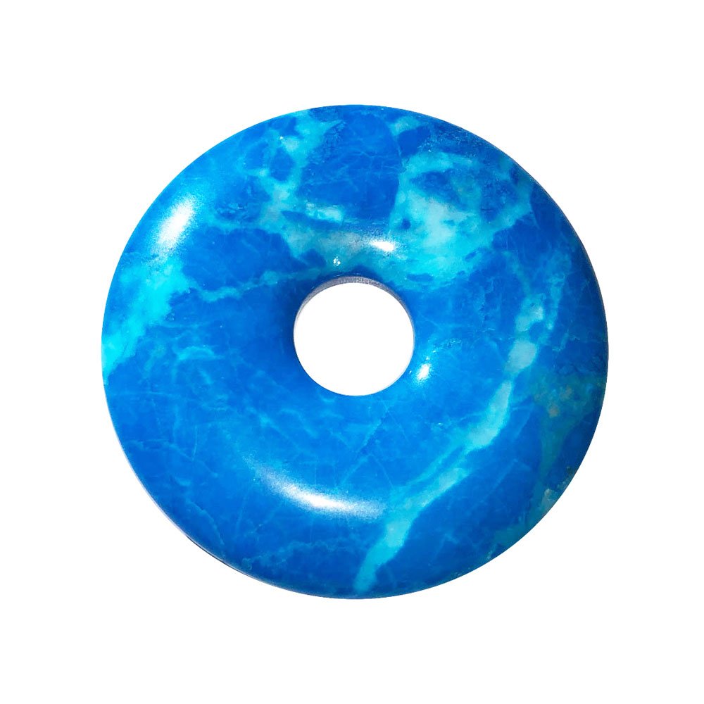 Pi Chinois Ou Donut En Howlite – Diamètre 40 Mm – Pierre Blanche Veinée – Marque France Minéraux