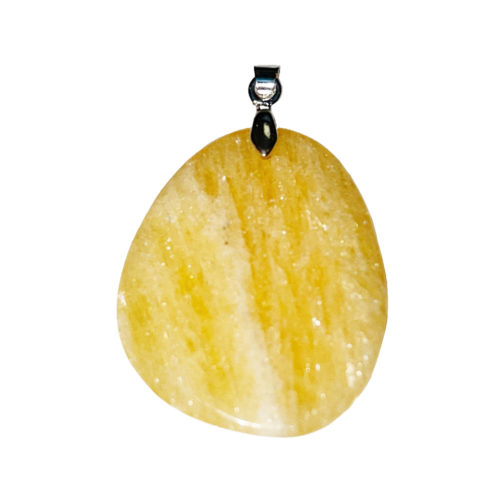 pendentif calcite orange pierre plate