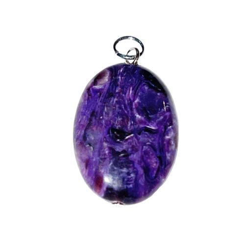 pendentif charoite pierre plate