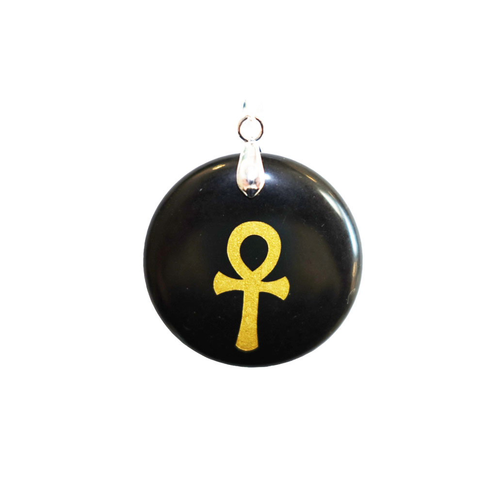 Pendentif Obsidienne noire - Croix égyptienne Ankh