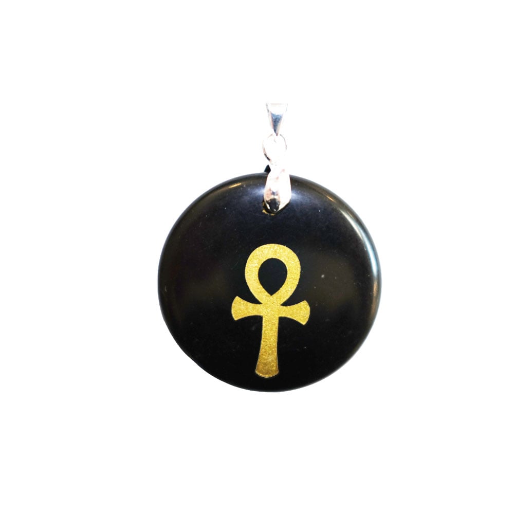 Pendentif Obsidienne Noire Calendrier Maya - Lithothérapie Protection - France Minéraux