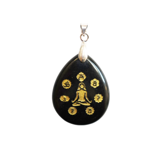 pendentif obsidienne noire yoga 7 chakras