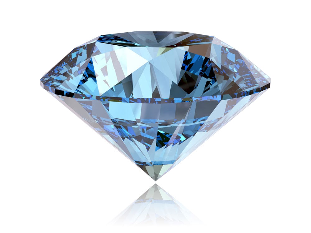 Diamant bleu brut en mine, composition carbone cristallisé avec traces de bore, Afrique du Sud Cullinan
