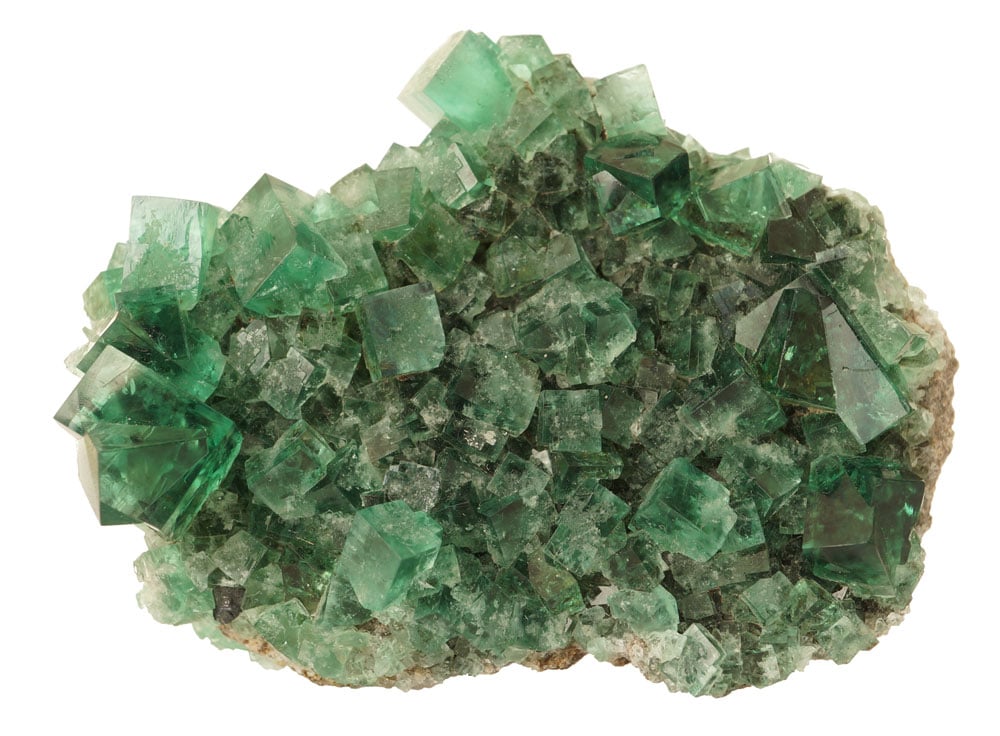 Cristaux cubiques de fluorite verte d'Angleterre et Chine — minéralogique, origine et composition CaF₂