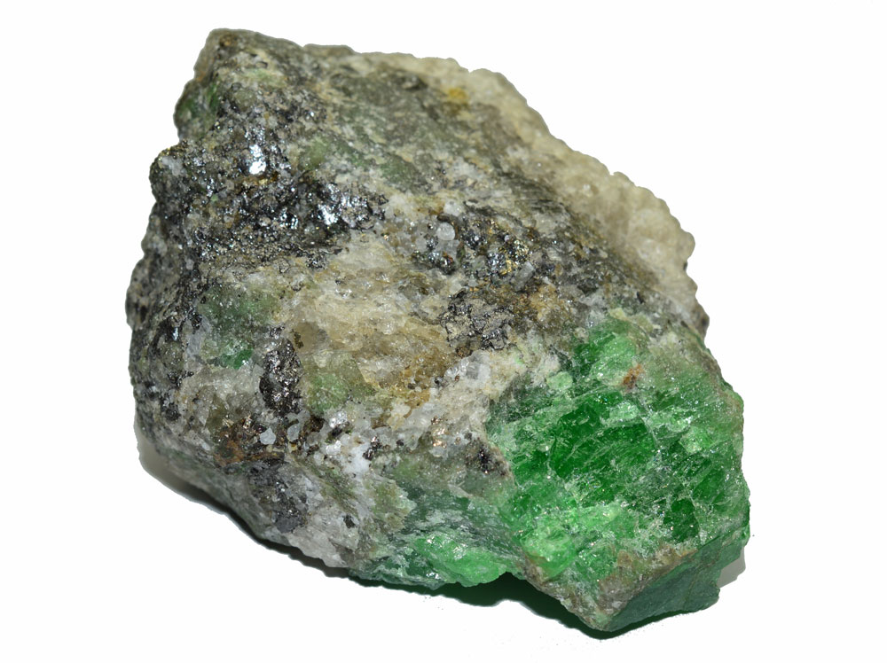 Tsavorite cristalline naturelle - origine Kenya Tanzanie, composition grenat grossulaire, système cubique