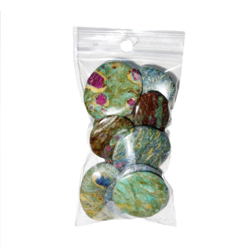 sachet pierres plates rubis sur fuchsite