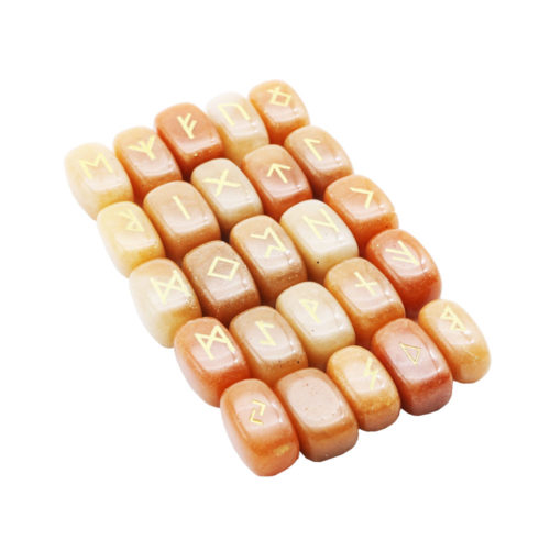 jeu de 25 runes aventurine rouge