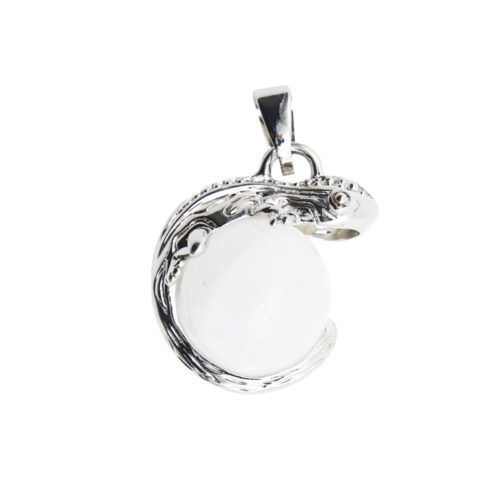 pendentif cristal de roche lezard