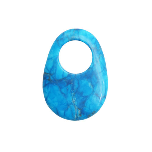pendentif pi chinois ou donut howlite bleue oval