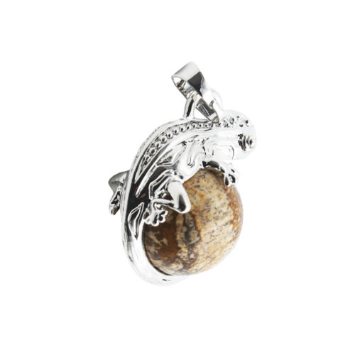 pendentif jaspe paysage lezard