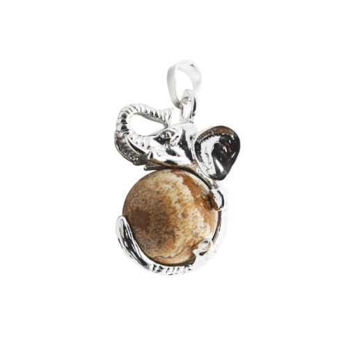 pendentif jaspe paysage elephant